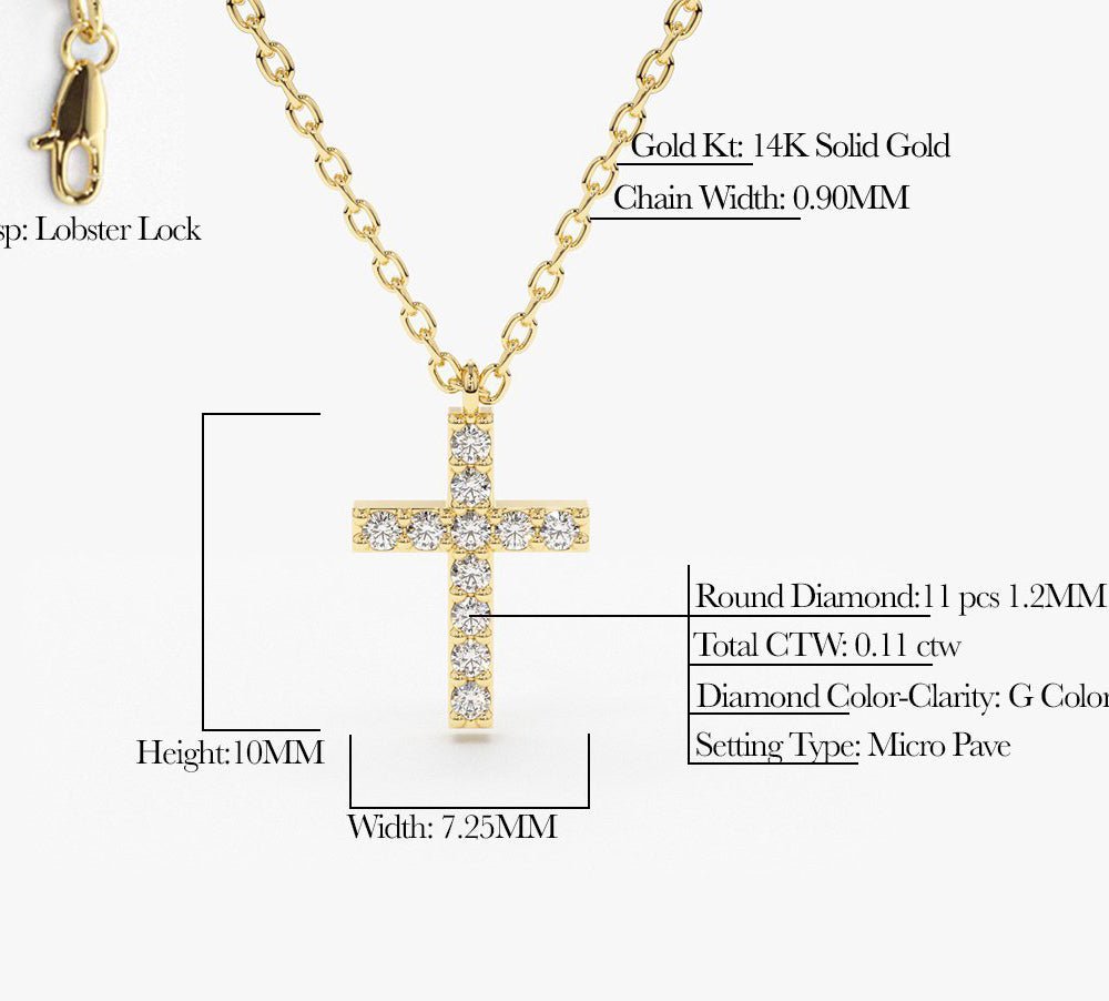 14K Gold Micro Pave Diamond Cross Necklace - Image 4