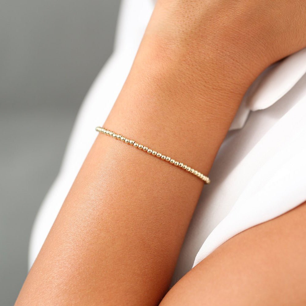 14k 2.5MM Beaded Bracelet - Image 2
