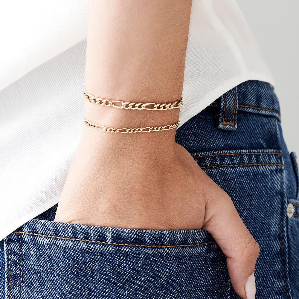 14k Gold Figaro Chain Bracelet - Image 4