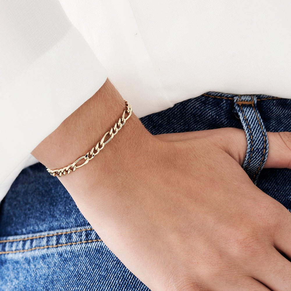 14k Gold Figaro Chain Bracelet - Image 2