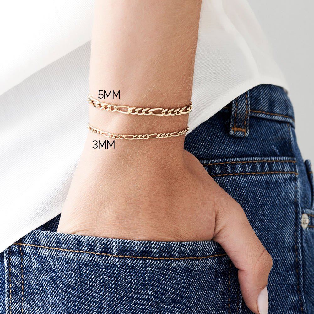 14k Gold Figaro Chain Bracelet - Image 3