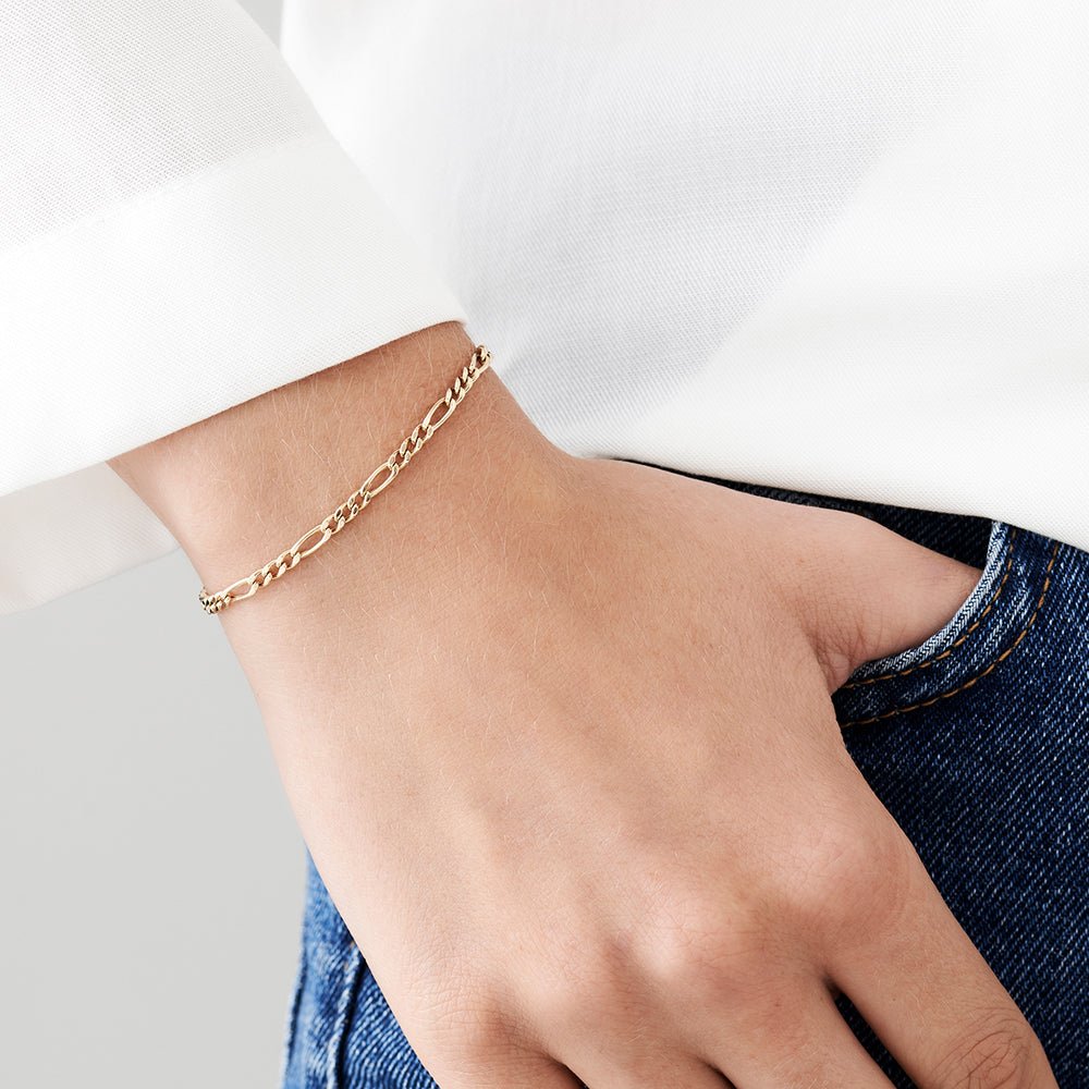 14k Gold Figaro Chain Bracelet - Image 5