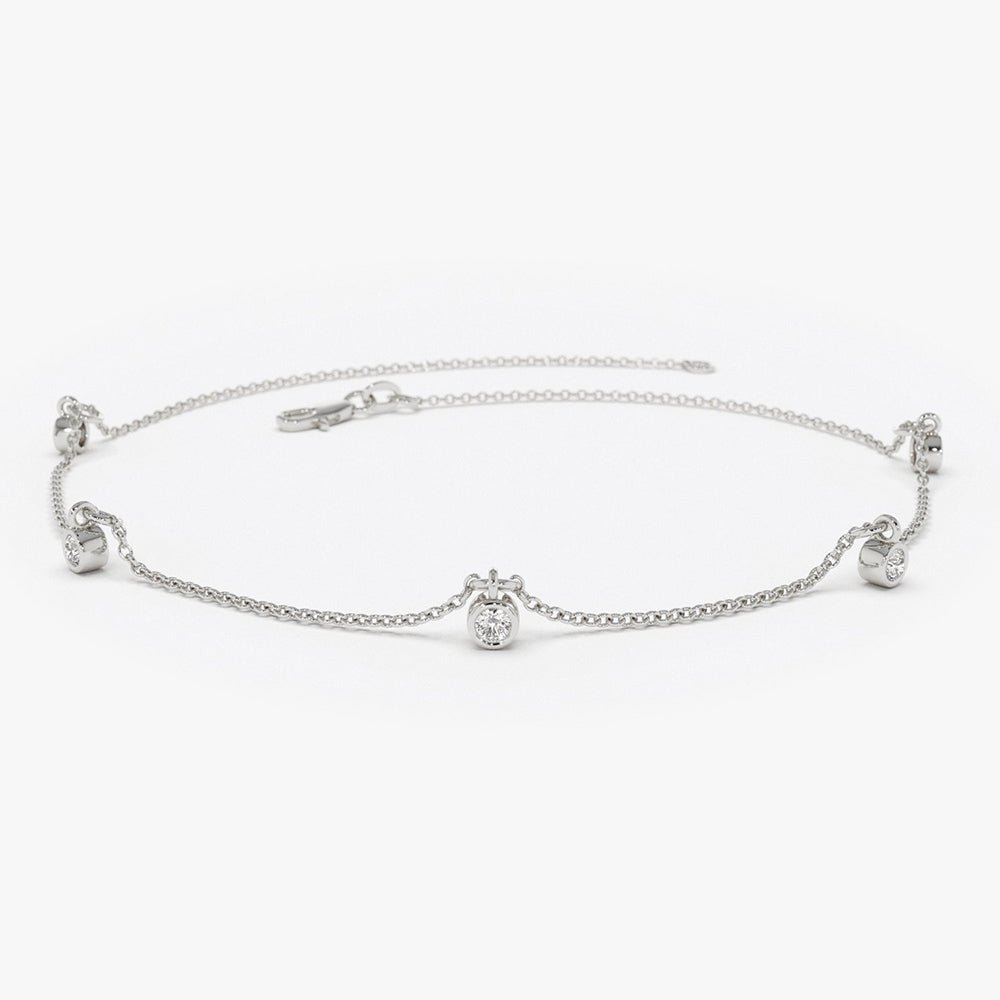14K Gold Dangling Diamond Station Bracelet - Image 6