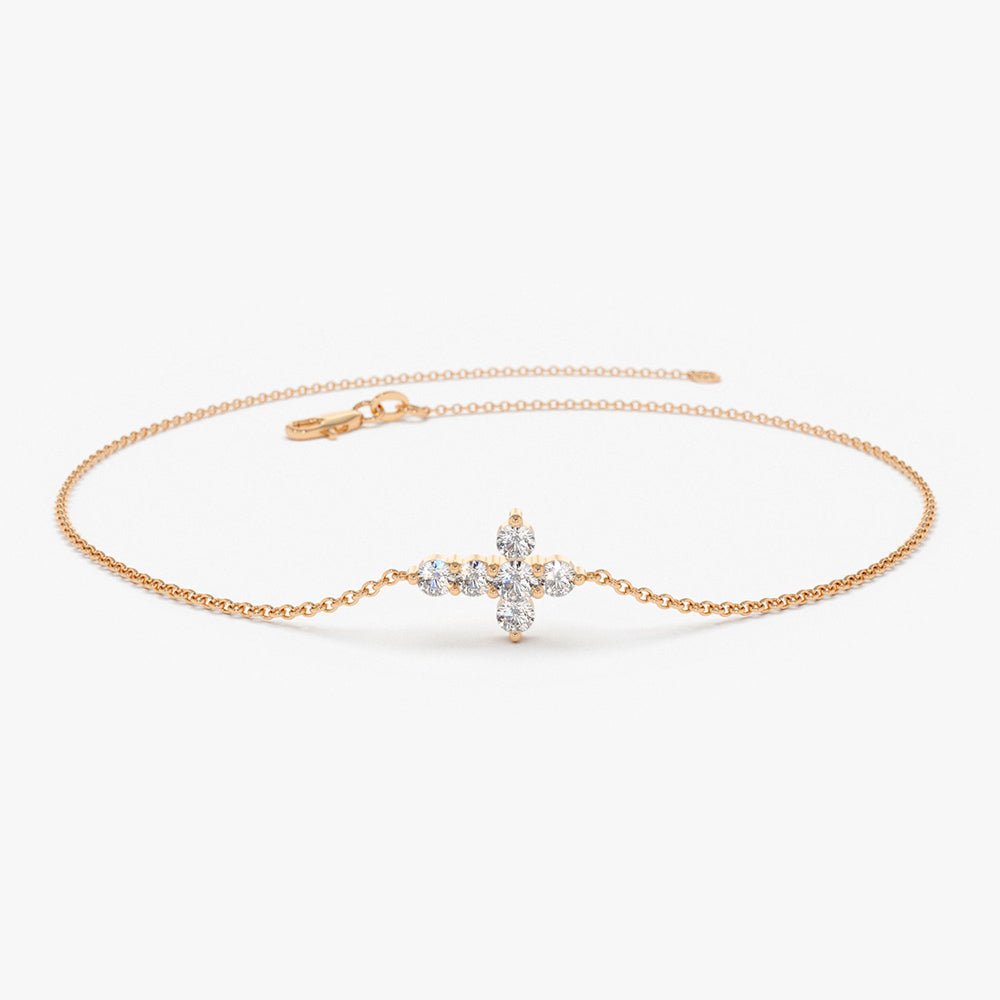 14K Gold Diamond Cross Bracelet - Image 4