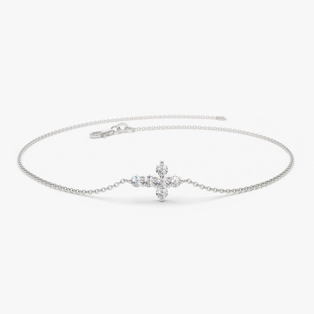 14K Gold Diamond Cross Bracelet - Image 5