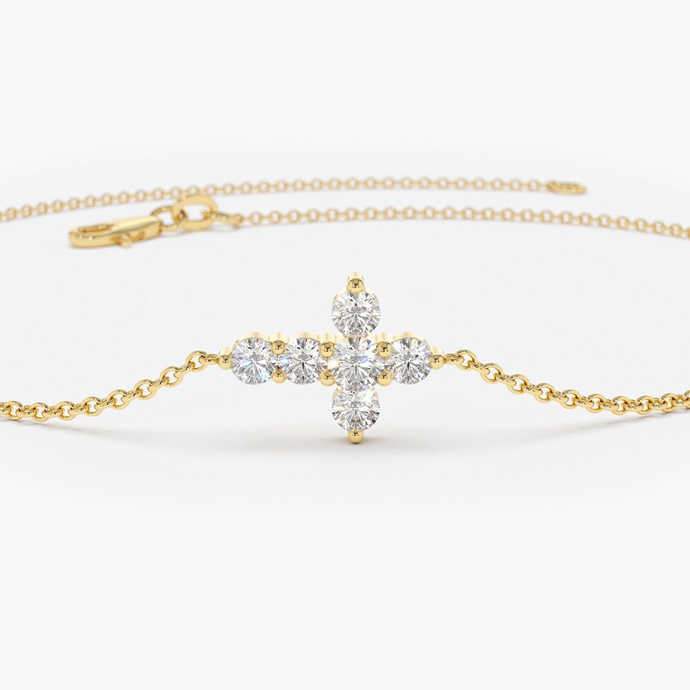 14K Gold Diamond Cross Bracelet - Image 7