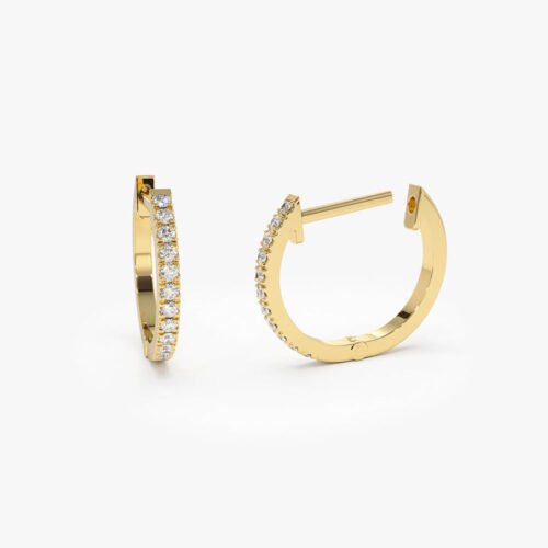 14K Gold Mini Diamond Huggies Earrings