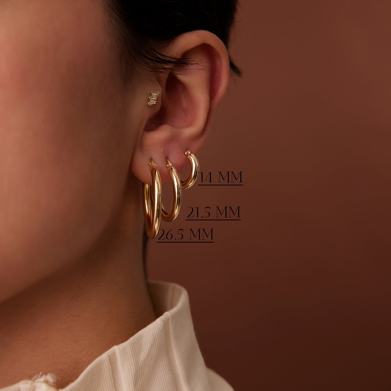 14k Gold Hoops 14-21.5-26.5 MM - Image 2