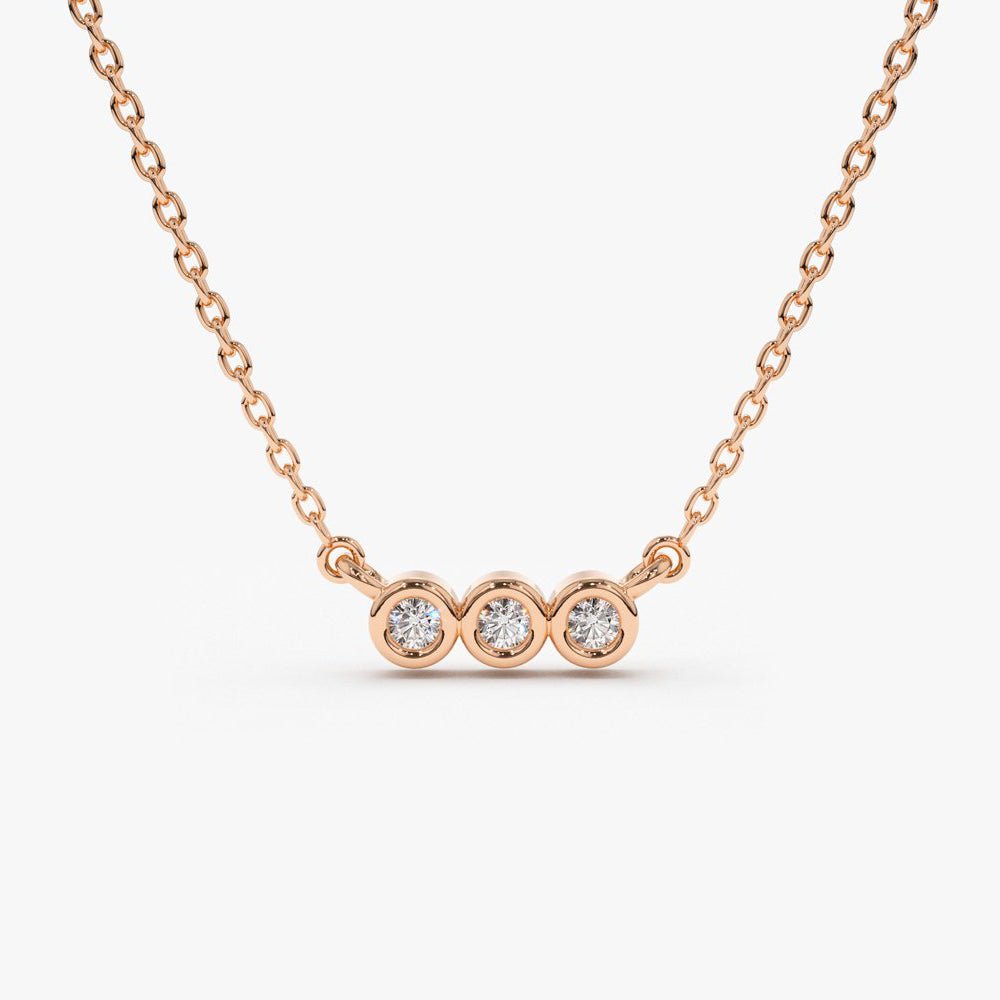 14k Bezel Set Diamond Necklace - Image 5
