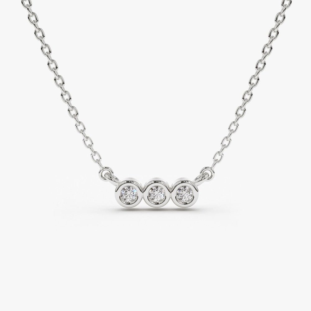 14k Bezel Set Diamond Necklace - Image 6