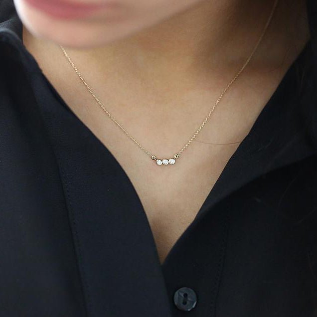 14k Bezel Set Diamond Necklace - Image 2