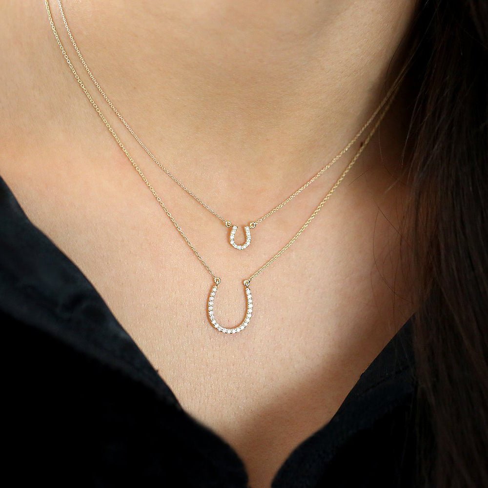 14K Mini Diamond Horseshoe Necklace - Image 3