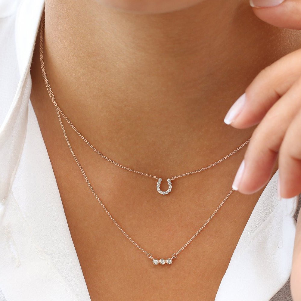 14K Mini Diamond Horseshoe Necklace - Image 4