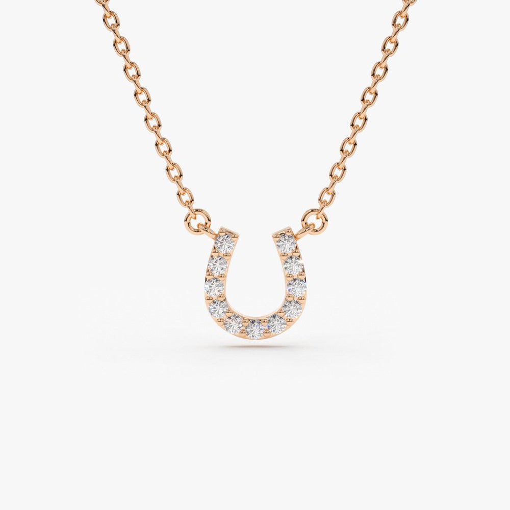 14K Mini Diamond Horseshoe Necklace - Image 6