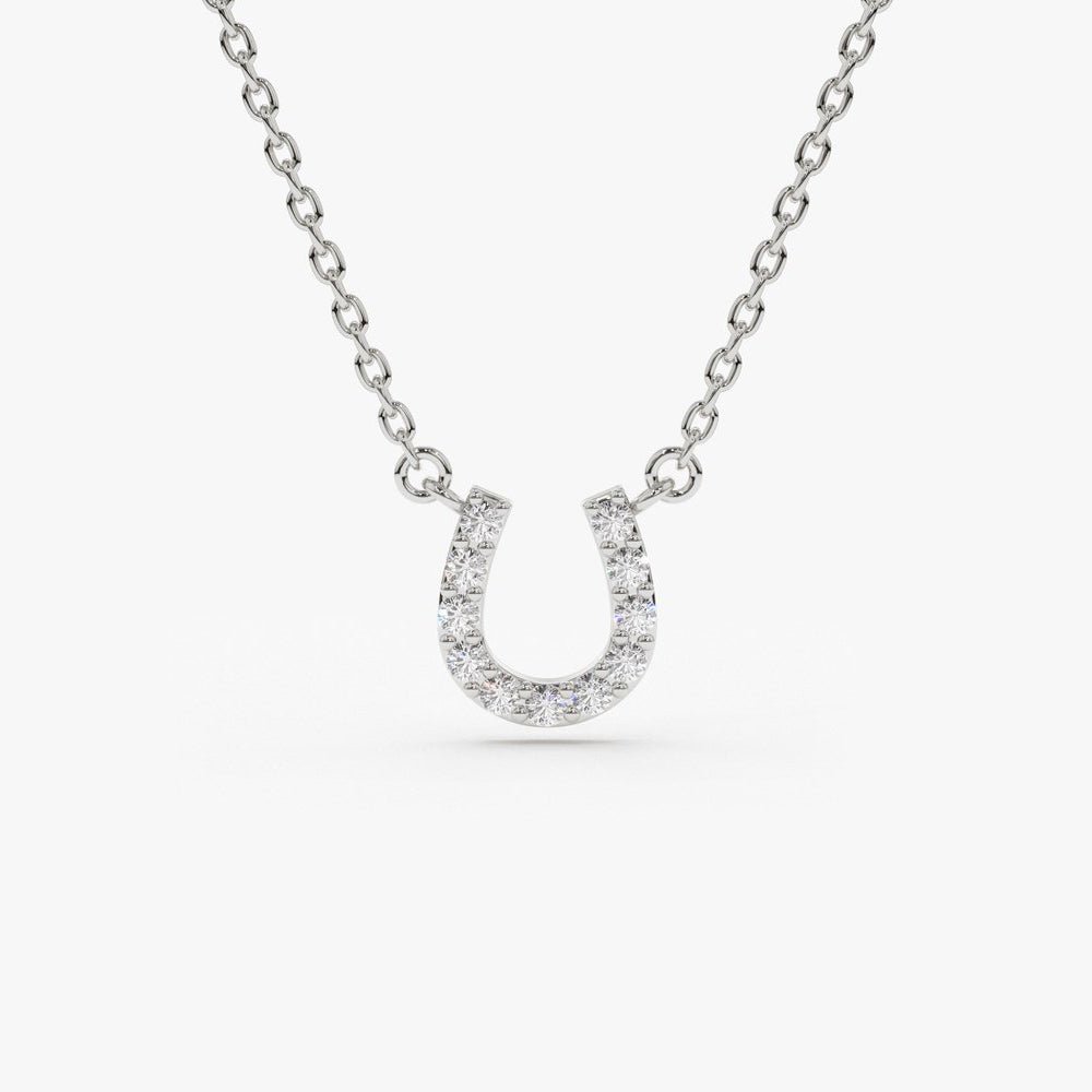 14K Mini Diamond Horseshoe Necklace - Image 7