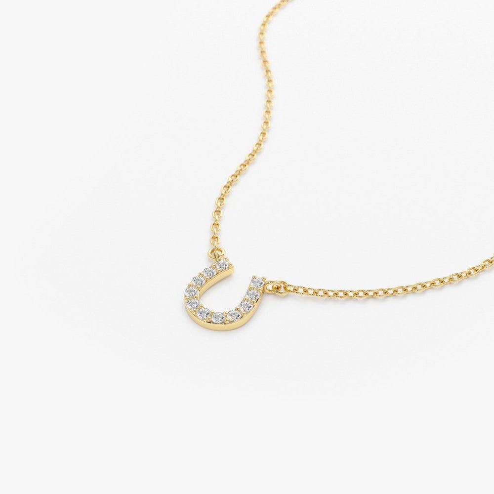 14K Mini Diamond Horseshoe Necklace - Image 8