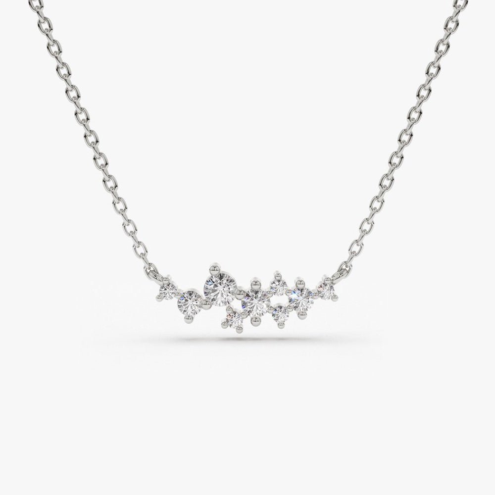 14K Gold Nine Diamond Cluster Necklace - Image 7