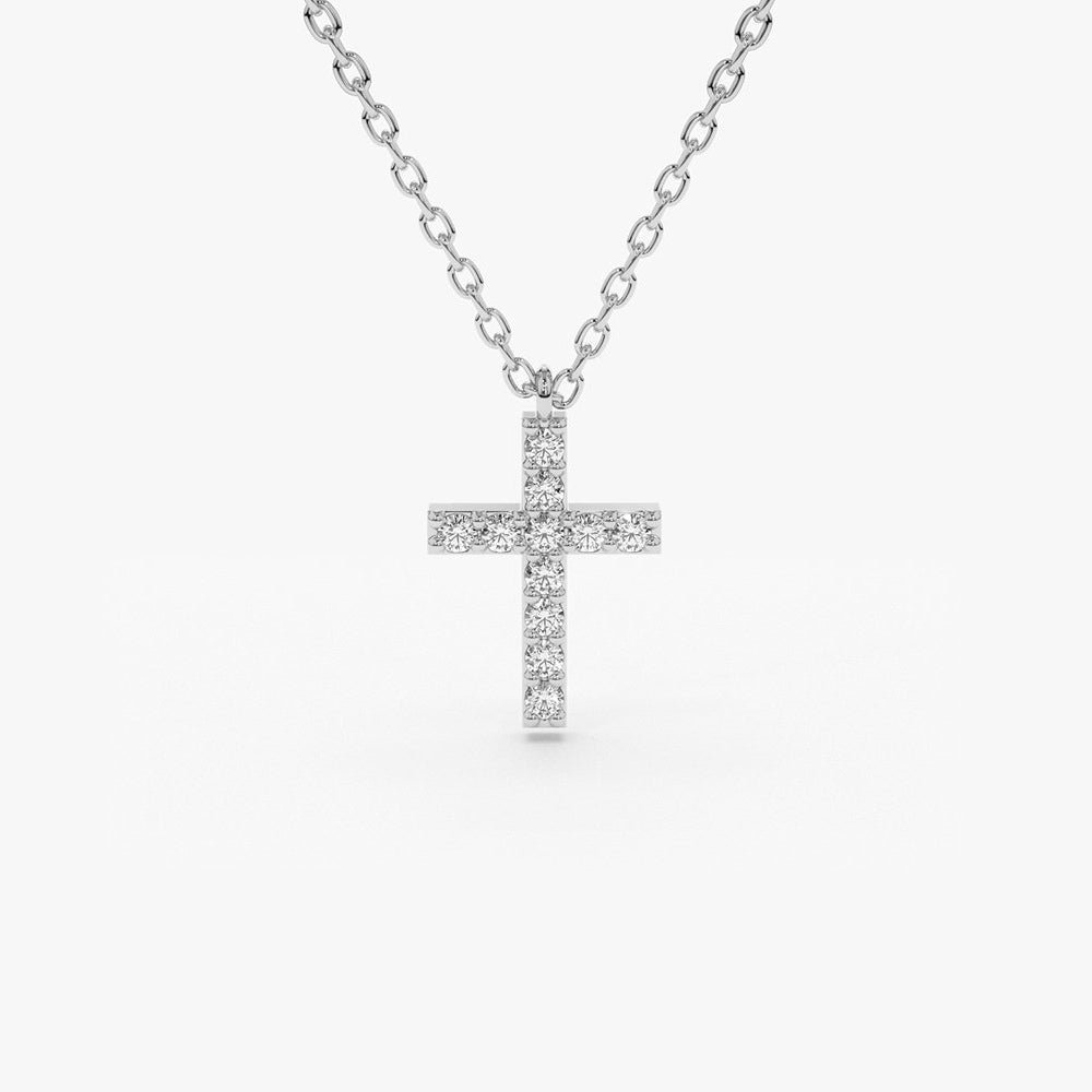 14K Gold Micro Pave Diamond Cross Necklace - Image 6