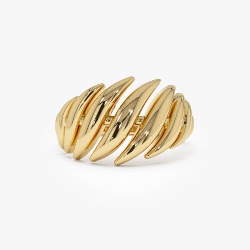 14k Gold Chunky Wave Dome Cocktail Ring